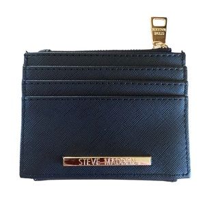 Steve Madden Black Wallet with Gold Hardware and zipper closure